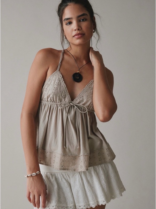 Kimchi Blue Tops - Kimchi Blue Bailey Eyelet Lace Babydoll Tank Top- String